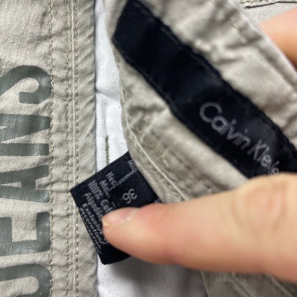 Calvin Klein Cargo Shorts Mens W36 Beige 100% Cotton Utility Multi Pocket Read - Picture 8 of 16